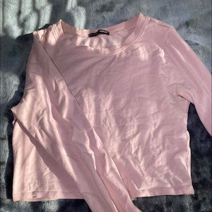 Long sleeve pink cropped shirt